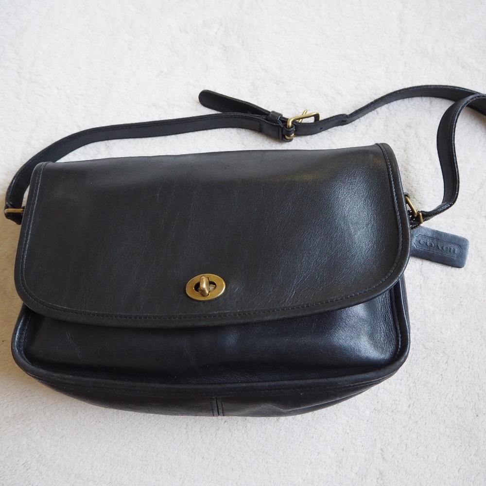 Vintage Coach Saddle Bag Black